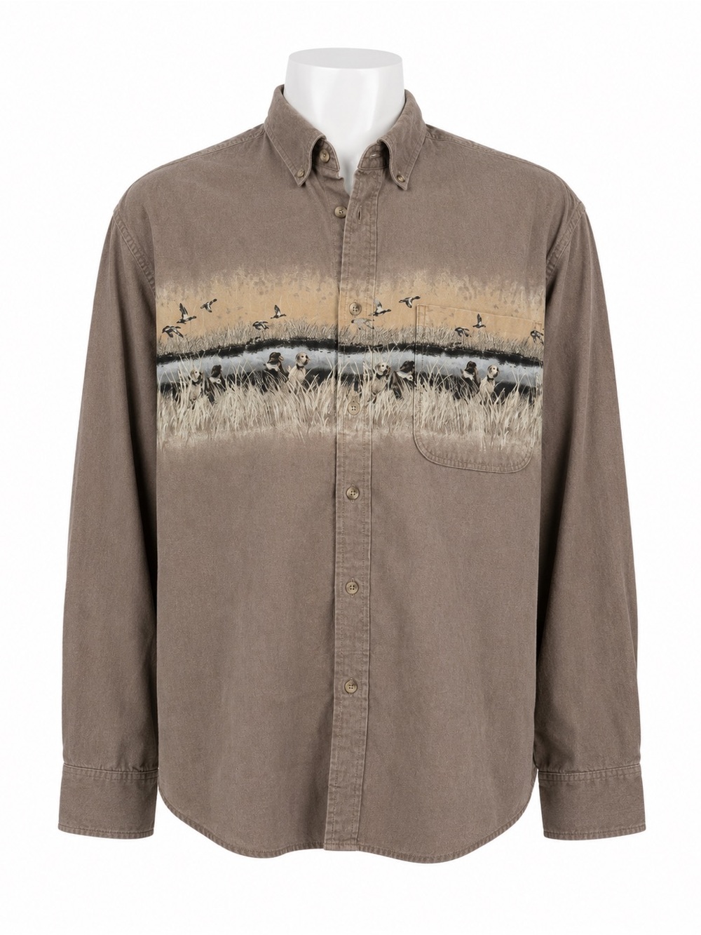 Size XL Cabela’s Deerskin Soft Chamois Duck Hunting Wildlife Button-Up Shirt